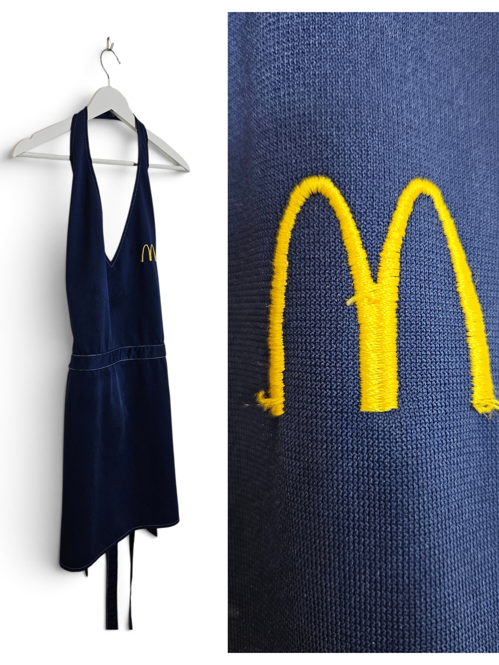 McDonald's Apron OS 1976 Crest Vintage Employee Uniform Golden Arches Navy Retro
